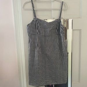 Black and white gingham print mini dress